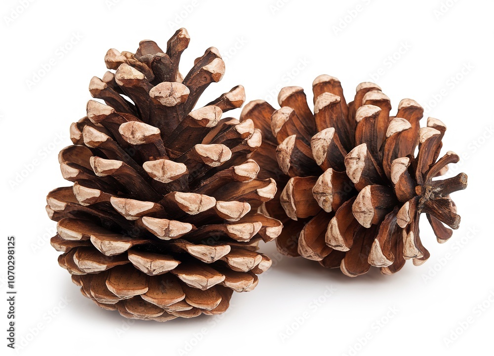 Cedar pinecones with nuts isolated on white background Cedar pinecones with nuts isolated on white background