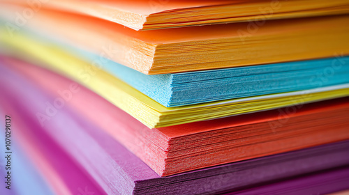 Wallpaper Mural Stack of bright colored card stock, closeup view, isolated on white background Torontodigital.ca