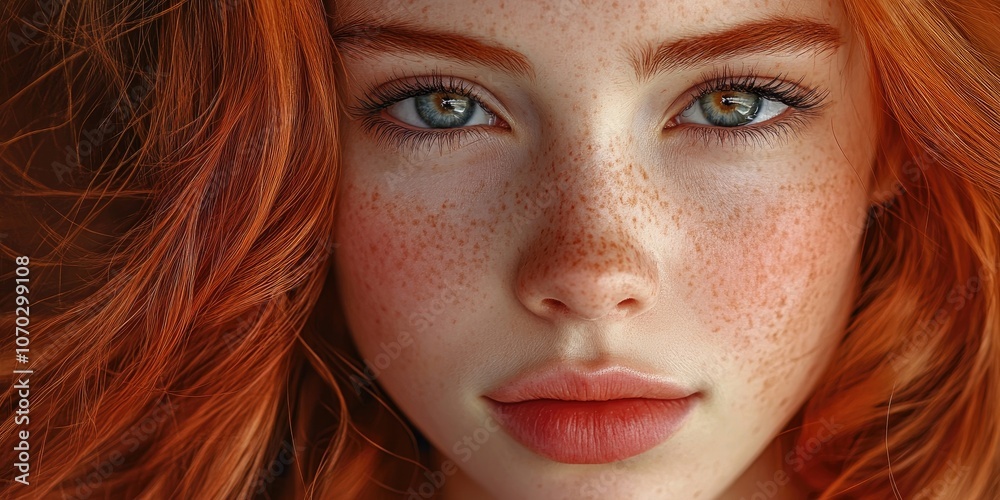 Close-up portrait of a young, beautiful girl with red hair. Close-up portrait of a young, beautiful girl with red hair.