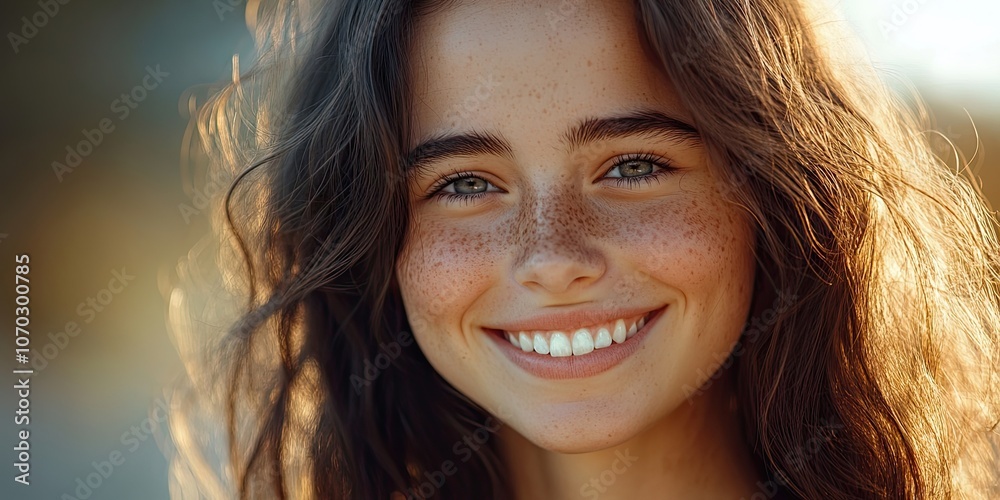 Close-up portrait of a smiling young woman gazing at the camera. Close-up portrait of a smiling young woman gazing at the camera.
