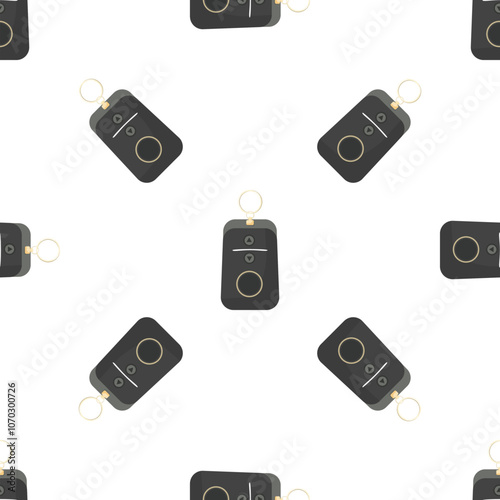 Car alarm keychain remote control fob seamless pattern on white background, repeating texture, endless repeatable pattern