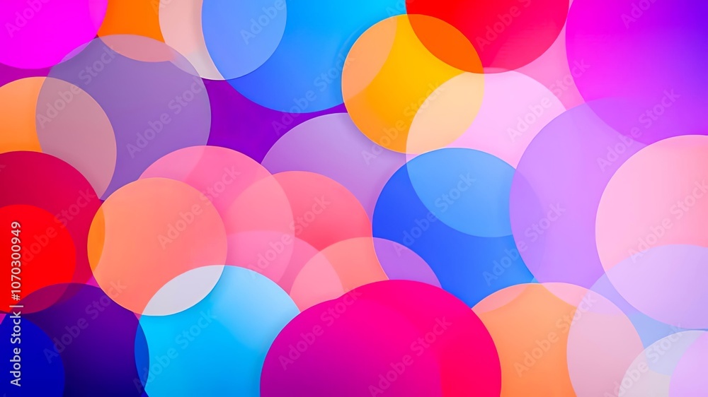 Abstract Vibrant Circle Pattern with Overlapping Translucent Colors
