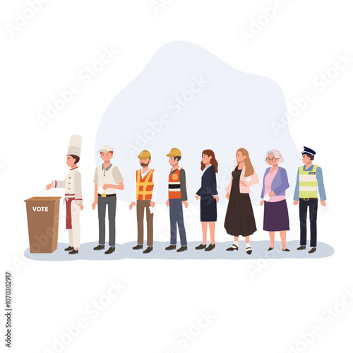 Citizens Queue for Ballot Box, Showing Civic Engagement and Democracy