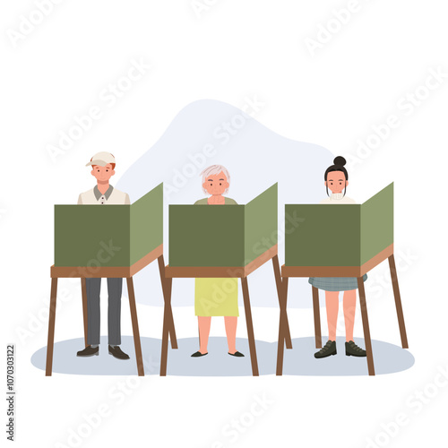 People Voting in Private at Polling Stations on Election Day Capturing Democracy and Civic Responsibility