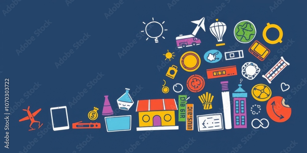 A colorful collection of 325 doodle icons featuring business, finance, science, tourism, travel, food, and more, perfect for enhancing educational or creative projects, business, creative A colorful collection of 325 doodle icons featuring business, finance, science, tourism, travel, food, and more, perfect for enhancing educational or creative projects, business, creative