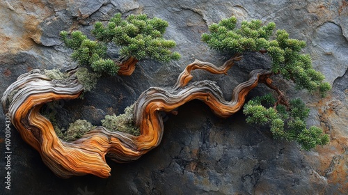 Ancient Tree Root Growing on Rock