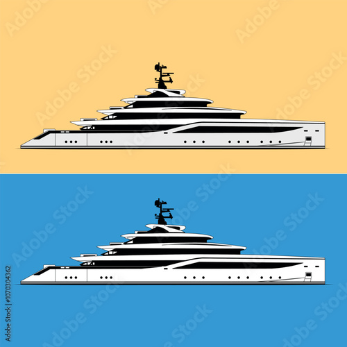 luxury yacht vector, line art illustration, one-color, yacht vector, high-quality line art illustration white, black, and color, Pro Vector, yacht vector free download