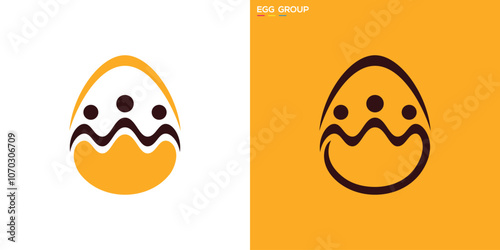 Egg group logo. Teamwork, community. Icon symbol design template EPS 10