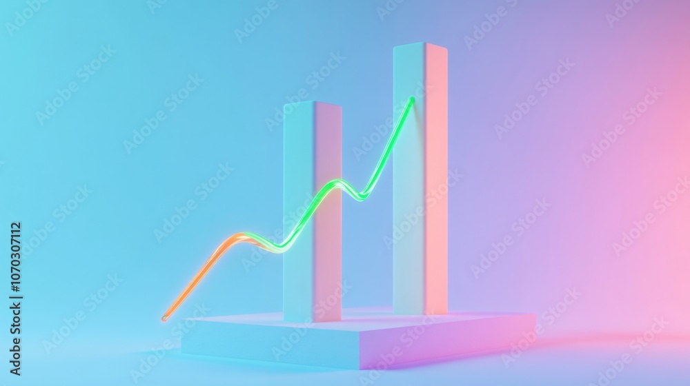 Minimalist 3D Illustration of Abstract Growth Chart Minimalist 3D Illustration of Abstract Growth Chart
