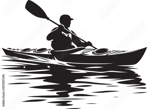 Kayaking silhouette vector illustration isolated on a white background