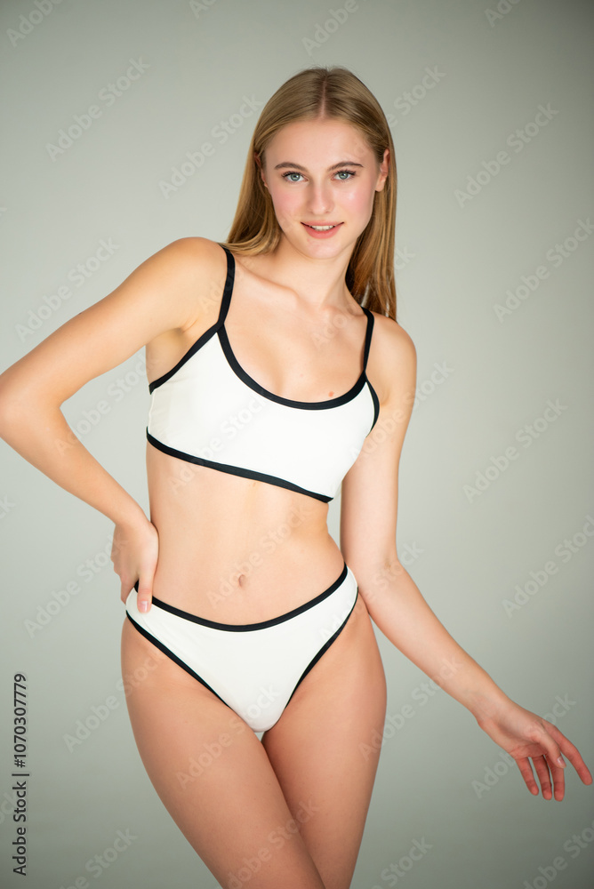 Obraz premium Sensual young tender blonde woman in lingerie