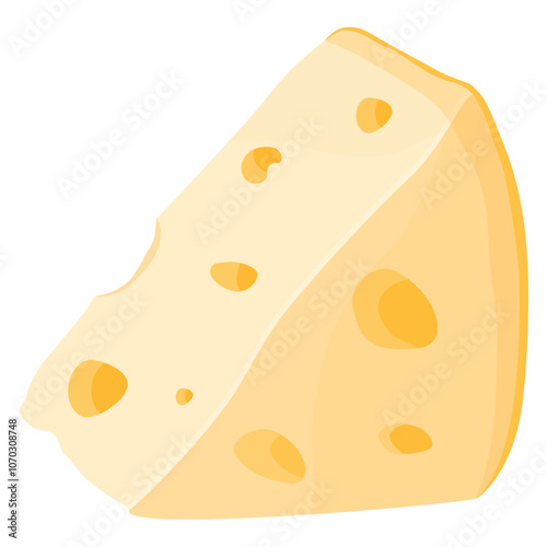 Triangle piece of cheese isolated on white background. Tasty slice of fresh cheese. Cheese icon