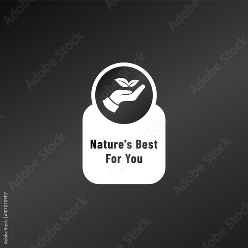 Natural products label or nature's best label vector. Organic ingredients green label stamp. 100% natural ingredients, organic bio pharmacy and natural skincare cosmetic product.
