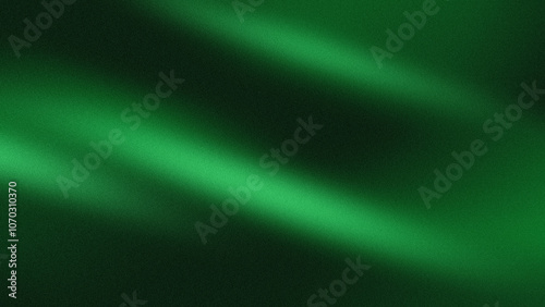 Dark green abstract design. Color gradient. Geometric shapes. Waves, wavy curved lines. Rough grunge grain sound. The metallic light shines brightly.