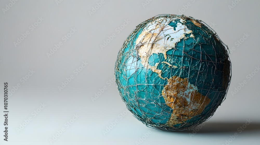 A world globe, with broken communication lines symbolizing global disruption, is presented on a clean white background, illustrating the concept of connectivity issues. A world globe, with broken communication lines symbolizing global disruption, is presented on a clean white background, illustrating the concept of connectivity issues.