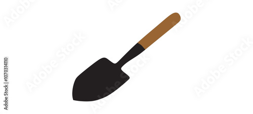 Shovel with a wooden handle, Vector Illustration.