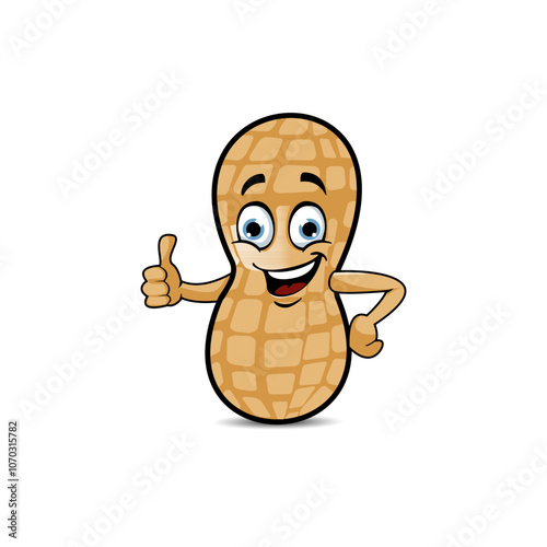 Vector graphic of a cartoon illustration of a cute peanut smiling with a thumbs up. This vector is perfect for banners, backgrounds, wallpapers, templates, wallpapers, and branding etc.
