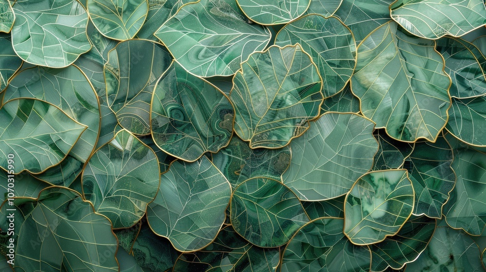 Leaves layered together in varying shades of green create a visually stunning natural pattern that captivates the observer's attention Leaves layered together in varying shades of green create a visually stunning natural pattern that captivates the observer's attention