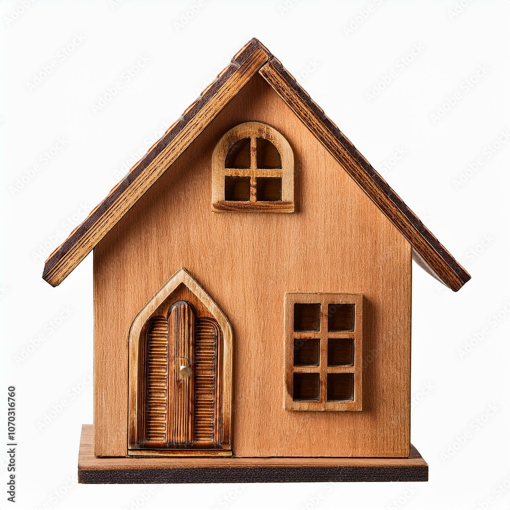 Miniature Wooden House white background Miniature Wooden House white background