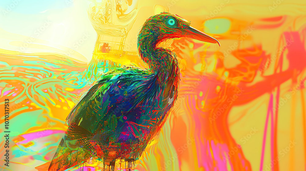 Fototapeta premium art, animal, water, design, fish, illustration, painting, pattern, sea, nature, color, flower, colorful, paint, in a dreamscape the surface reflects the early mor, untry, generative ai, landscape, arc