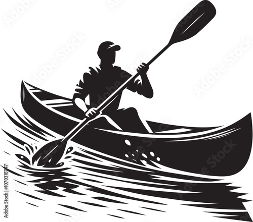 Canoe silhouette vector illustration isolated on a white background