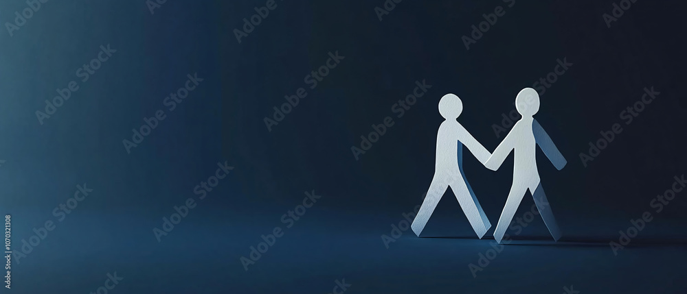 Minimalist Paper Cutout Figures Walking Together on a Blue Background, Minimalist Paper Cutout Figures Walking Together on a Blue Backg Minimalist Paper Cutout Figures Walking Together on a Blue Background, Minimalist Paper Cutout Figures Walking Together on a Blue Backg