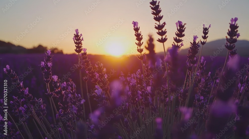 Naklejka premium Capture the serenity of lavender fields at sunset to elevate your nature photography skills