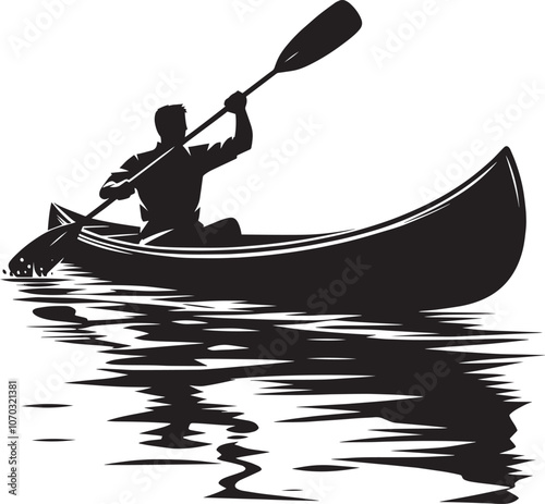 Canoe silhouette vector illustration isolated on a white background