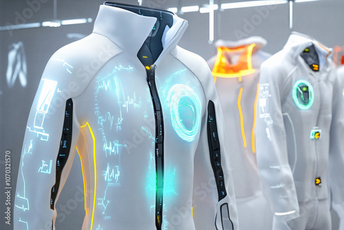 Modern activewear with futuristic technology in a bright studio photo