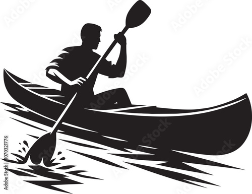Canoe silhouette vector illustration isolated on a white background