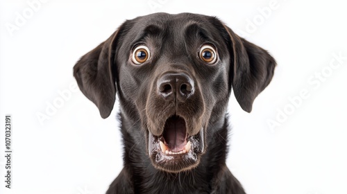 Surprised black labrador retriever captivates audiences with its expressive reactions and emotions