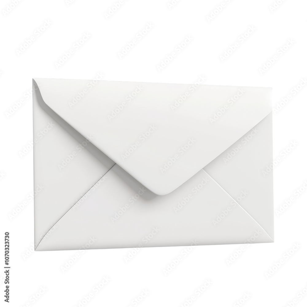 A plain white envelope with a pointed flap, designed for sending letters or cards., isolated on a transparent background. A plain white envelope with a pointed flap, designed for sending letters or cards., isolated on a transparent background.