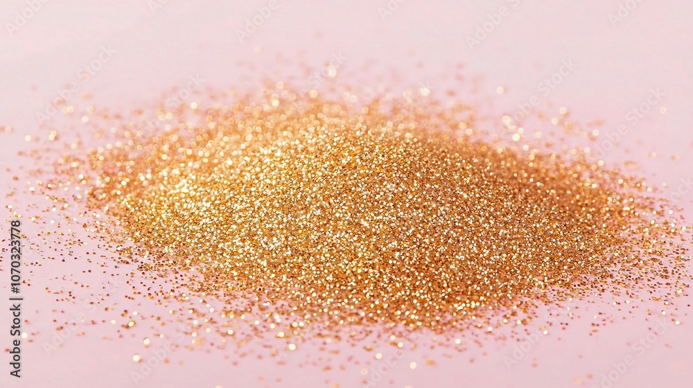Shimmering Gold Glitter on Soft Pink Background Shimmering Gold Glitter on Soft Pink Background