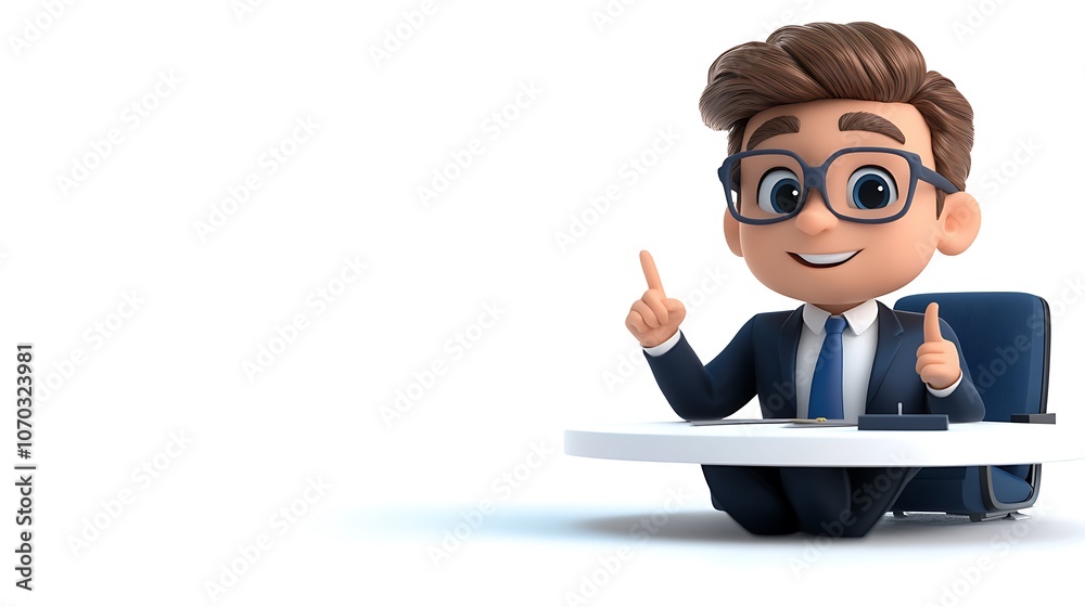 3D Character of a Diplomat at Negotiation Table 3D Character of a Diplomat at Negotiation Table