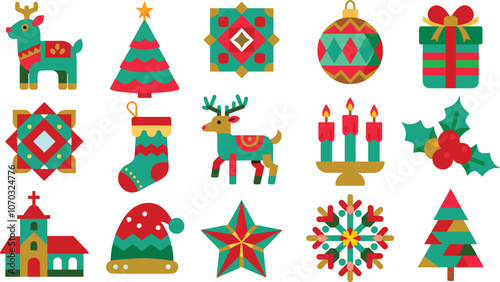 Christmas Icon Collection | Christmas Icons | Minimalist Christmas Icons | Green Color
