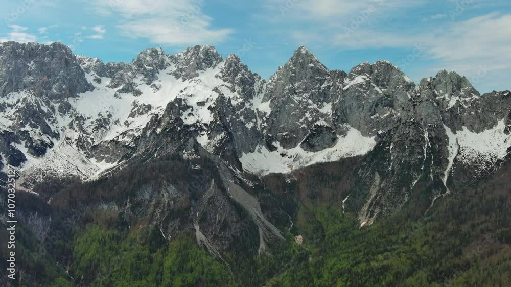Aerial view of and breathtaking peaks of Triglav mountain. Julian Alps, Triglav National Park, Slovenia, 4k Aerial view of and breathtaking peaks of Triglav mountain. Julian Alps, Triglav National Park, Slovenia, 4k