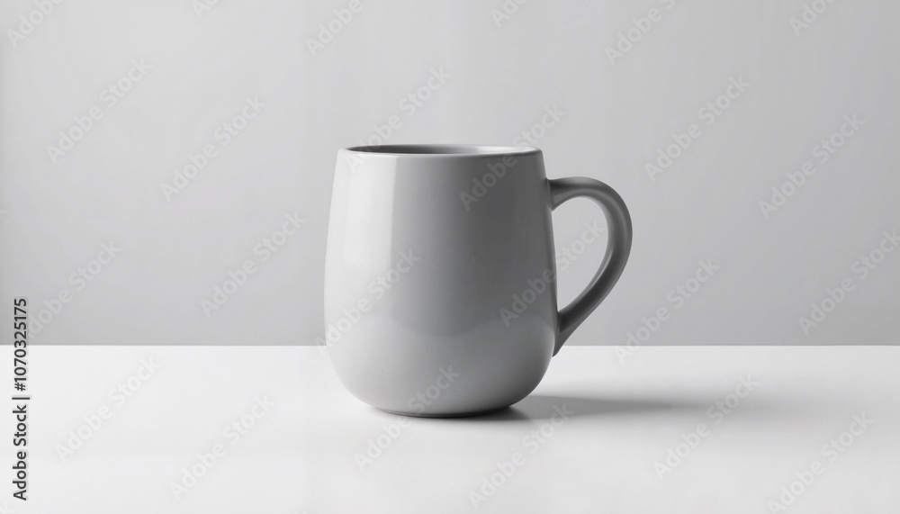 Obraz premium Minimalistic gray mug on white table