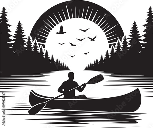 Canoe silhouette vector illustration isolated on a white background