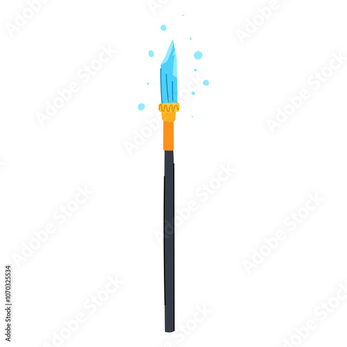 spell magic wizard stick cartoon. enchant sorcery, mystic power, fantasy arcane spell magic wizard stick sign. isolated symbol vector illustration