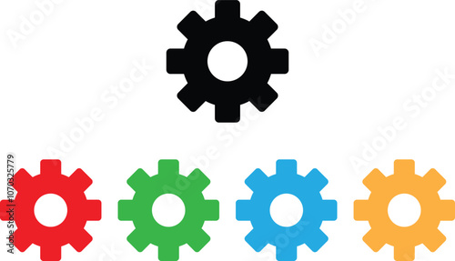 Colorful settings icon set isolated on white background . Gear settings icon . Cogwheel icon vector