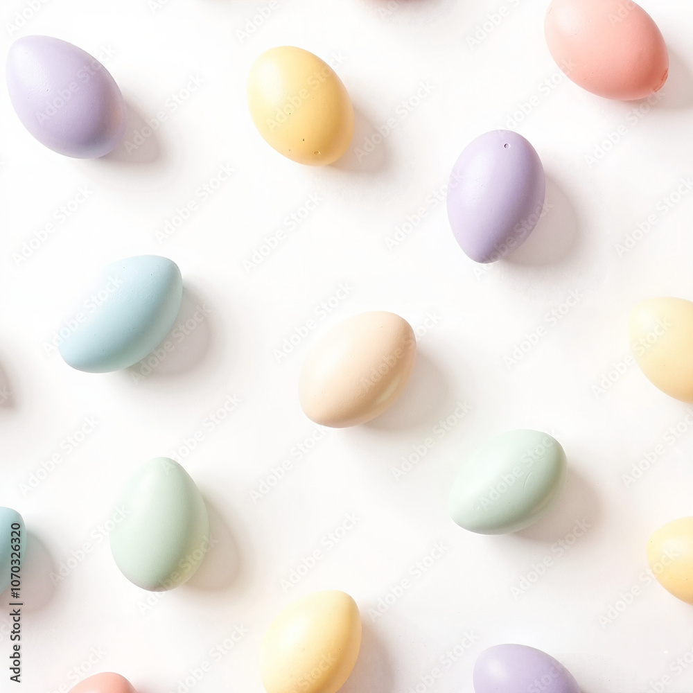 painted multi-colored eggs on a white background in a circle, Al Generation painted multi-colored eggs on a white background in a circle, Al Generation