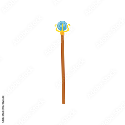 mystic magic wizard stick cartoon. power fantasy, arcane potion, ritual alchemy mystic magic wizard stick sign. isolated symbol vector illustration