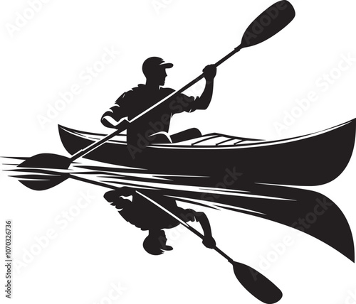 Canoe silhouette vector illustration isolated on a white background