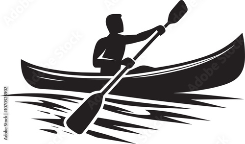 Canoe silhouette vector illustration isolated on a white background