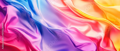 Abstract Colorful Silk Fabric Draped in Vibrant Hues