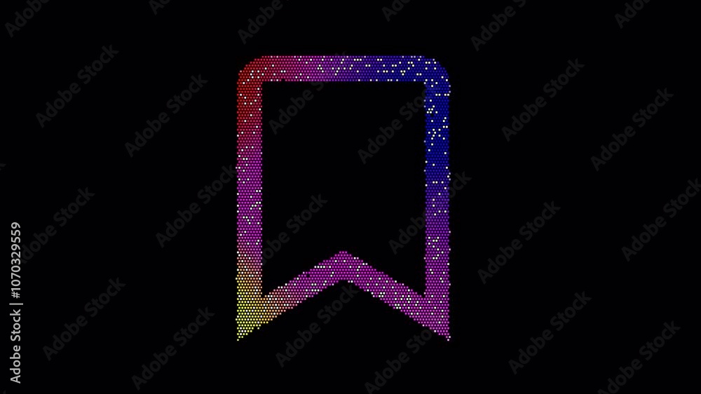 Icon bookmark is made up of LED square shapes that shimmer and flicker. There are black dead diodes. In-Out looped. Alpha BW at the end Icon bookmark is made up of LED square shapes that shimmer and flicker. There are black dead diodes. In-Out looped. Alpha BW at the end