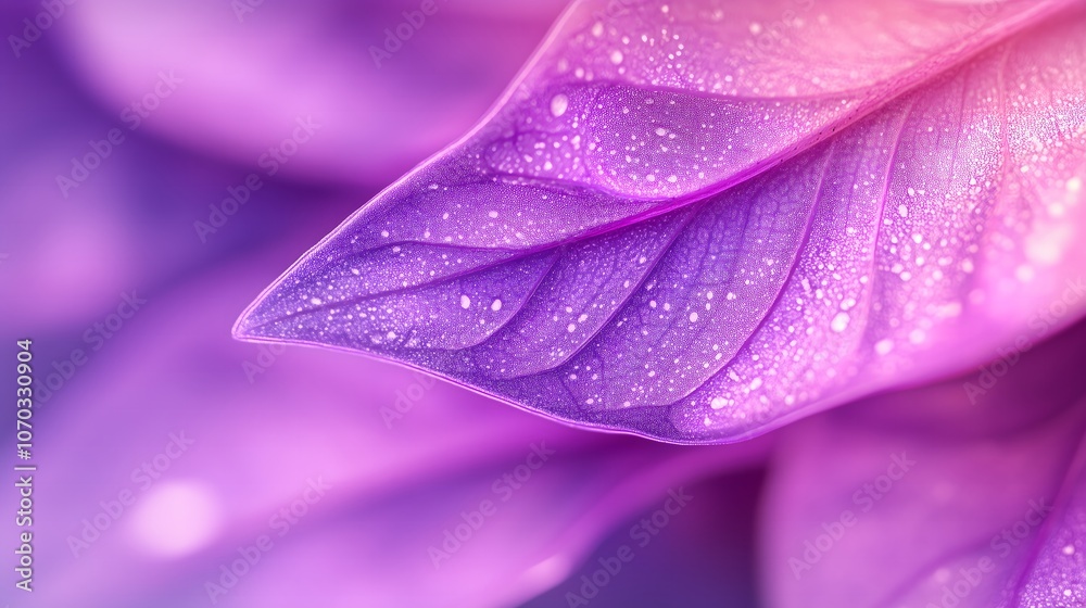 Purple, shimmer part of a leaf on a purple background