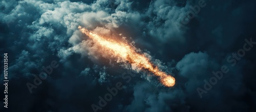 Fiery Meteor Streaking Through the Night Sky