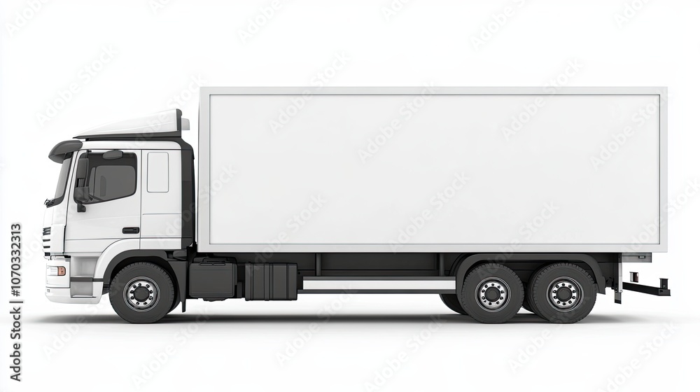 Modern White Cargo Truck Side View Modern White Cargo Truck Side View
