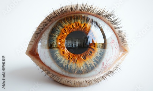 3D model of the eye showing detailed anatomy like the cornea, iris, and retina photo